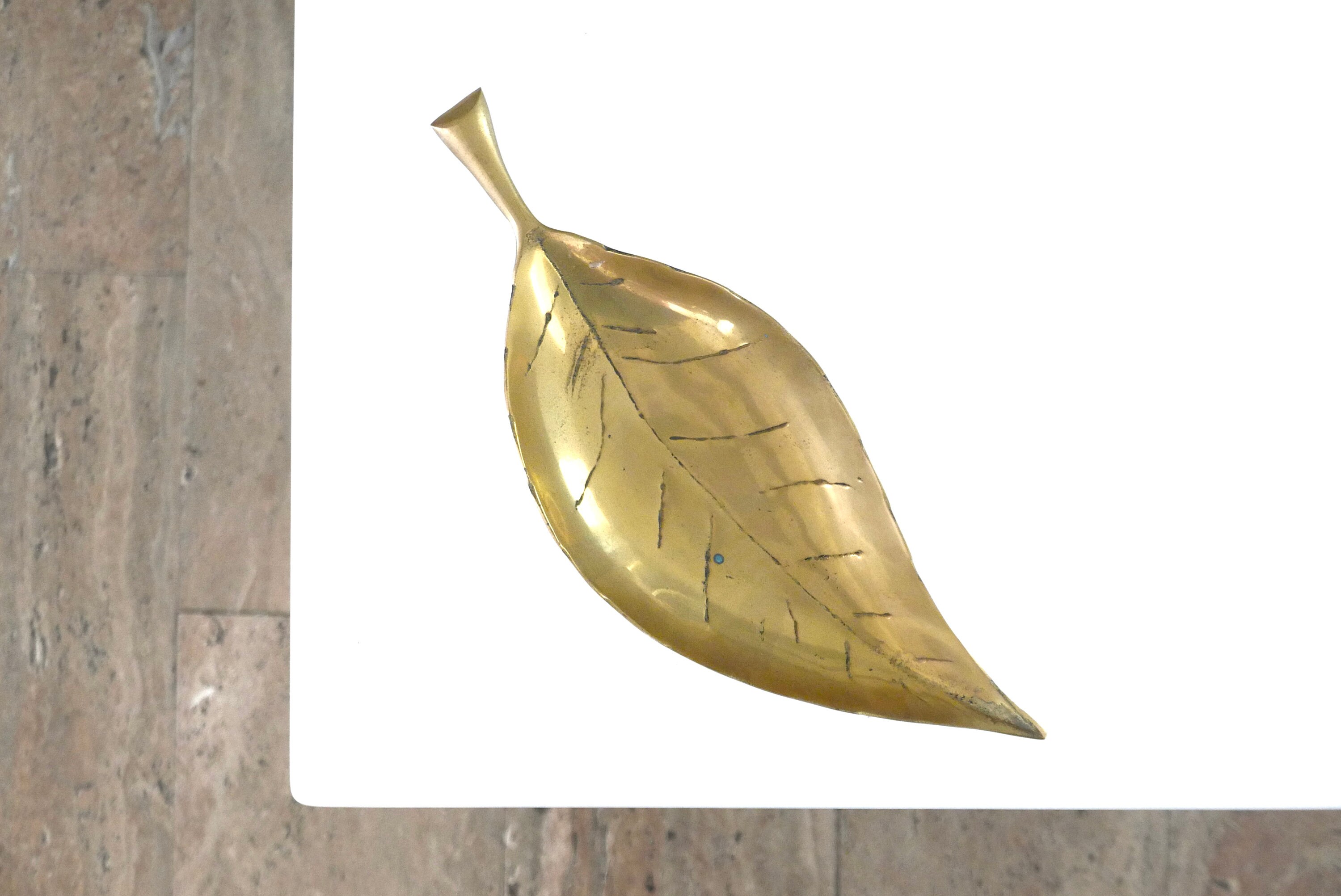 Vide Poche Feuille en Laiton, Années 60/Vintage, Bohème, Folk, Sculpture, Coupelle