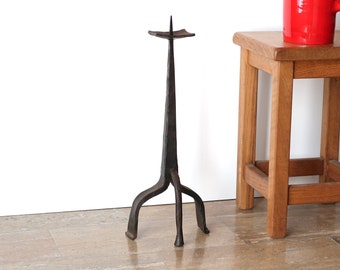 French brutalist tripod iron candle holder, 1950s / chandelier, candelabra, castle, church, rustic, farmhouse, country, shabby chic
