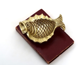 Brass Fish Ring Dish, Scorpionfish Ashtray, Walter Bosse Style, Mid-Century Modern, 1950s