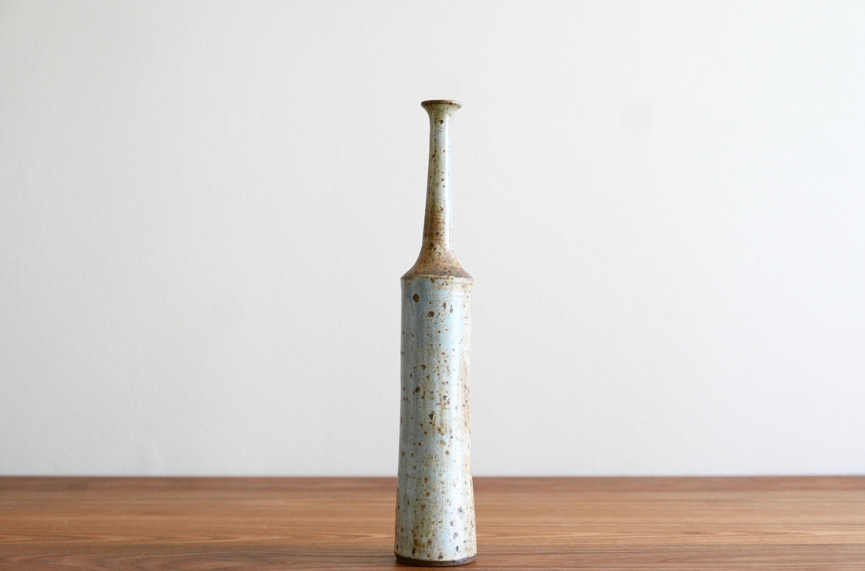 Vase Bouteille en Grès de Jacky Coville, Années 70/Vintage Céramique Bohème Chic Marron Rustique Cam