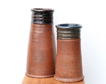 Large French stoneware ceramic vases by Pierre Digan from La Borne, 1960s / brown, home decor, mid century modern
