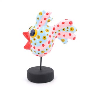 Sculpture, paper mache fish in the style of Niki de Saint Phalle, 1980s / colorful, dots, animal