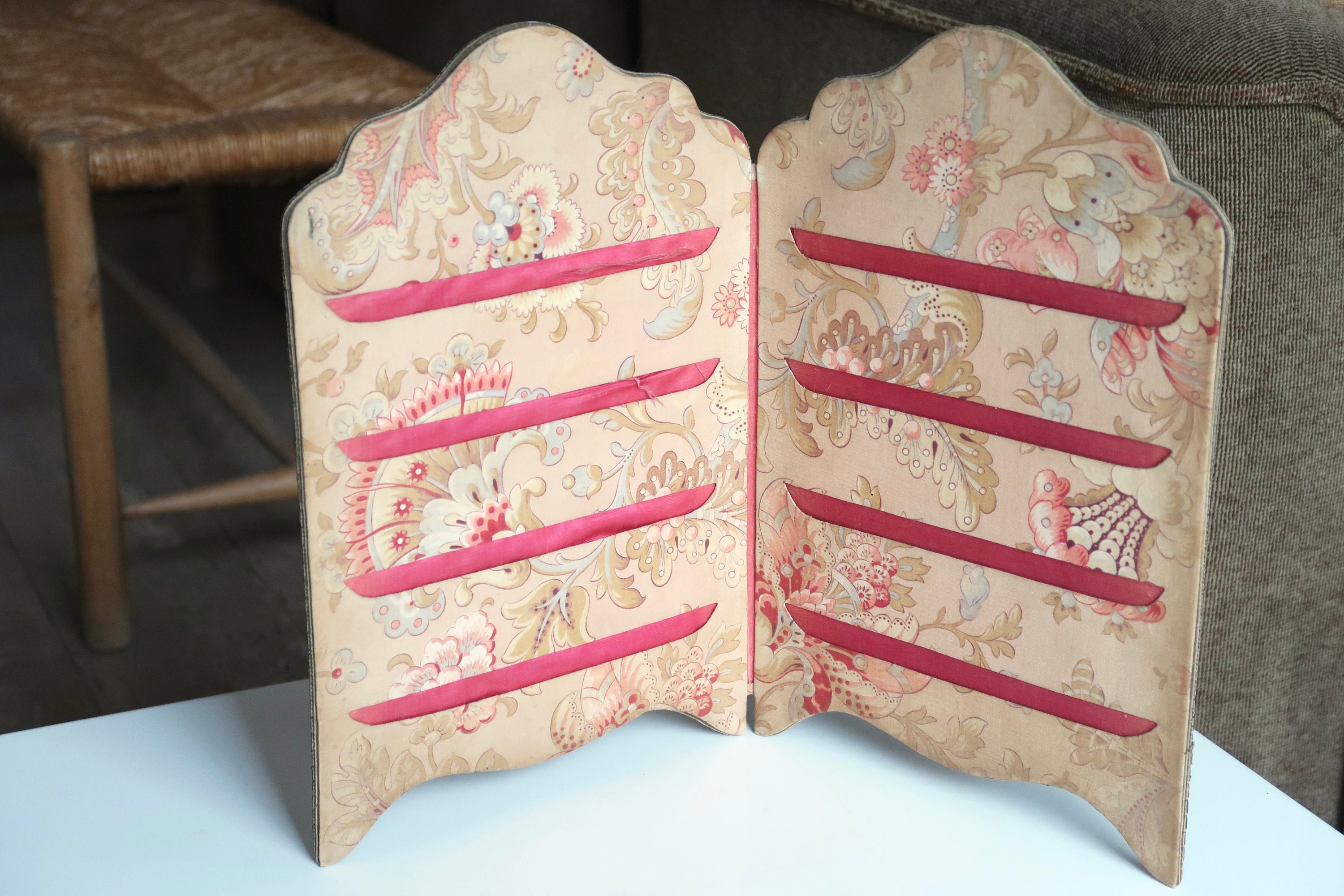 Ancien Cadre Pèle Mêle à Poser en Tissu, Années 30/Photo, Vintage, Boudoir, Shabby Chic