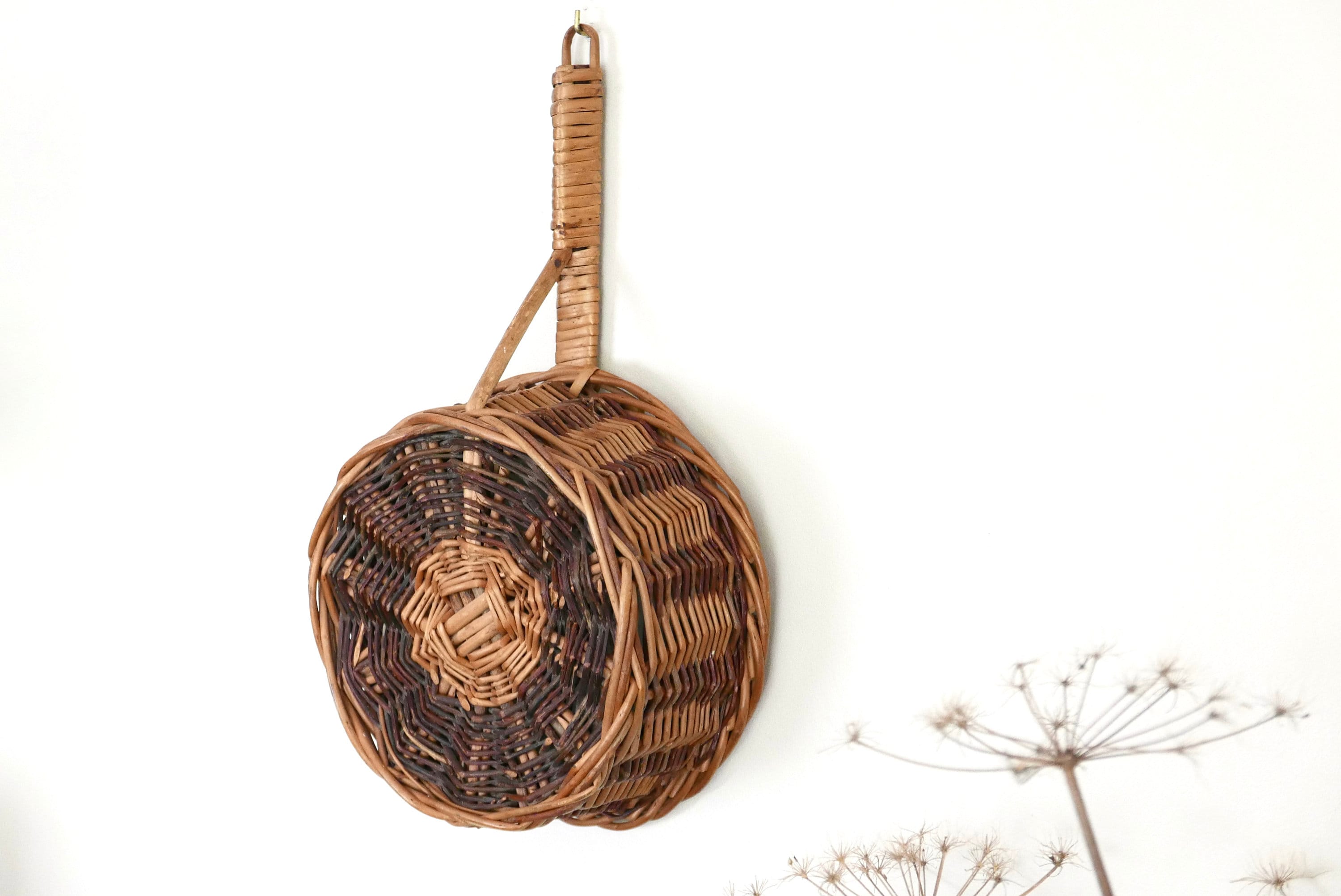 Corbeille en Osier ou Décor Mural, Années 60/Panière, Panier, Fruits Pain, Cuisine Bohème Chic Folk