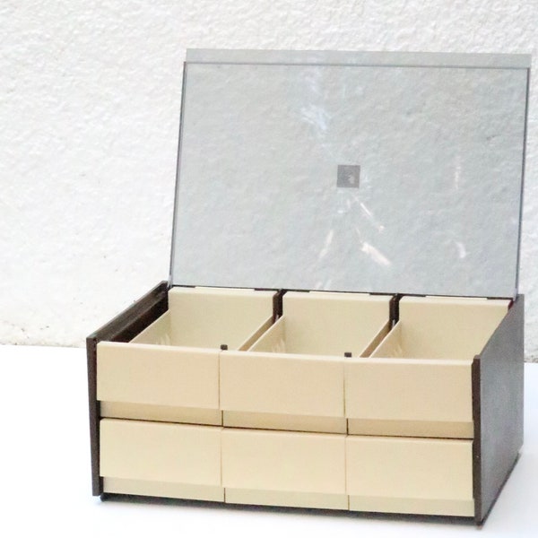Boîte Flair, rangement à tiroirs pour cassettes audio, années 80 / casier bureau, étagère, K7, vintage