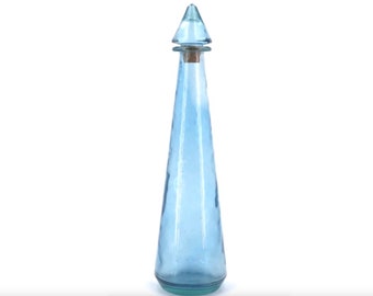 Botella/jarra de vidrio azul, años 60 / Empoli, cristalería, botella Genie, frasco, Folk, Italia vintage