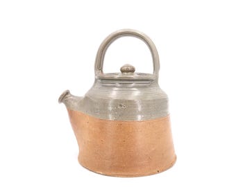 French signed ceramic stoneware teapot by Pierre Digan, 1960s / La Borne, rustic,  wabi sabi, grey