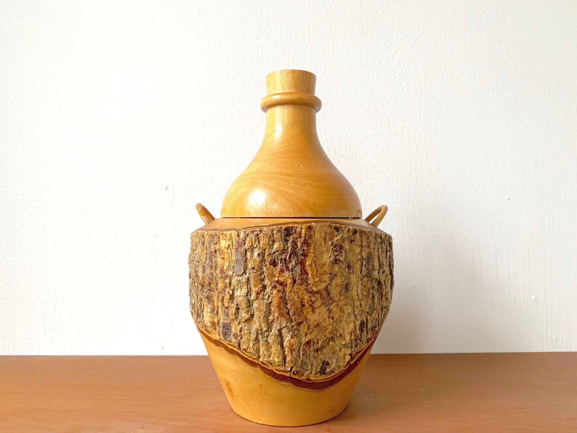 Boîte en Bois, Écorce Apparente, 1970S/Bohème Chic, Folk, Campagne, Rustique