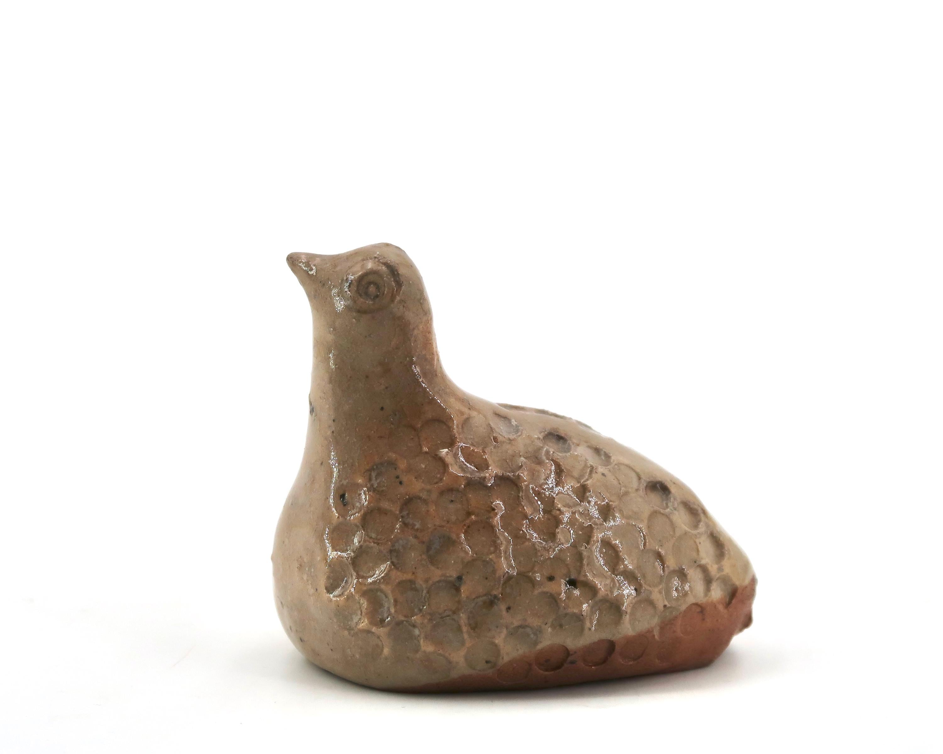 Appeau Oiseau Ancien En Céramique Jaspée - Collection Chasse Déco