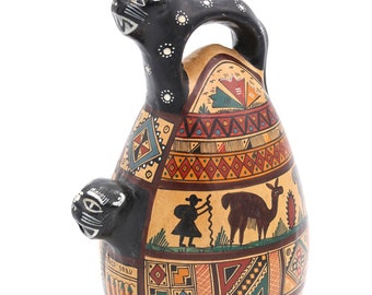 Peruvian Terracotta Jar, Pottery From Cusco, Peru, 1980s
