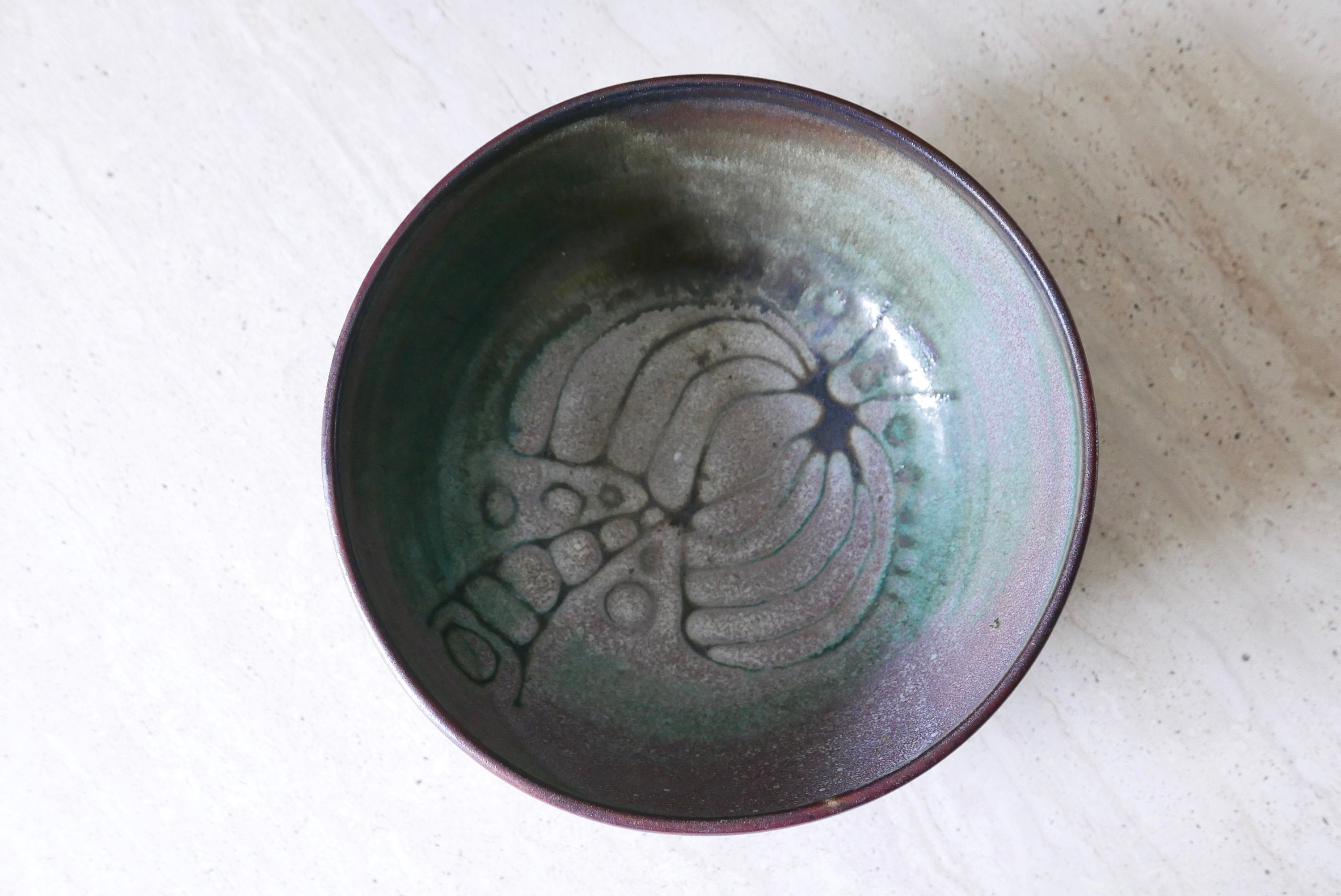 Saladier en Céramique de Michel et Nicole Anasse, Années 60/Abstrait Vintage Rustique Campagne Bohèm