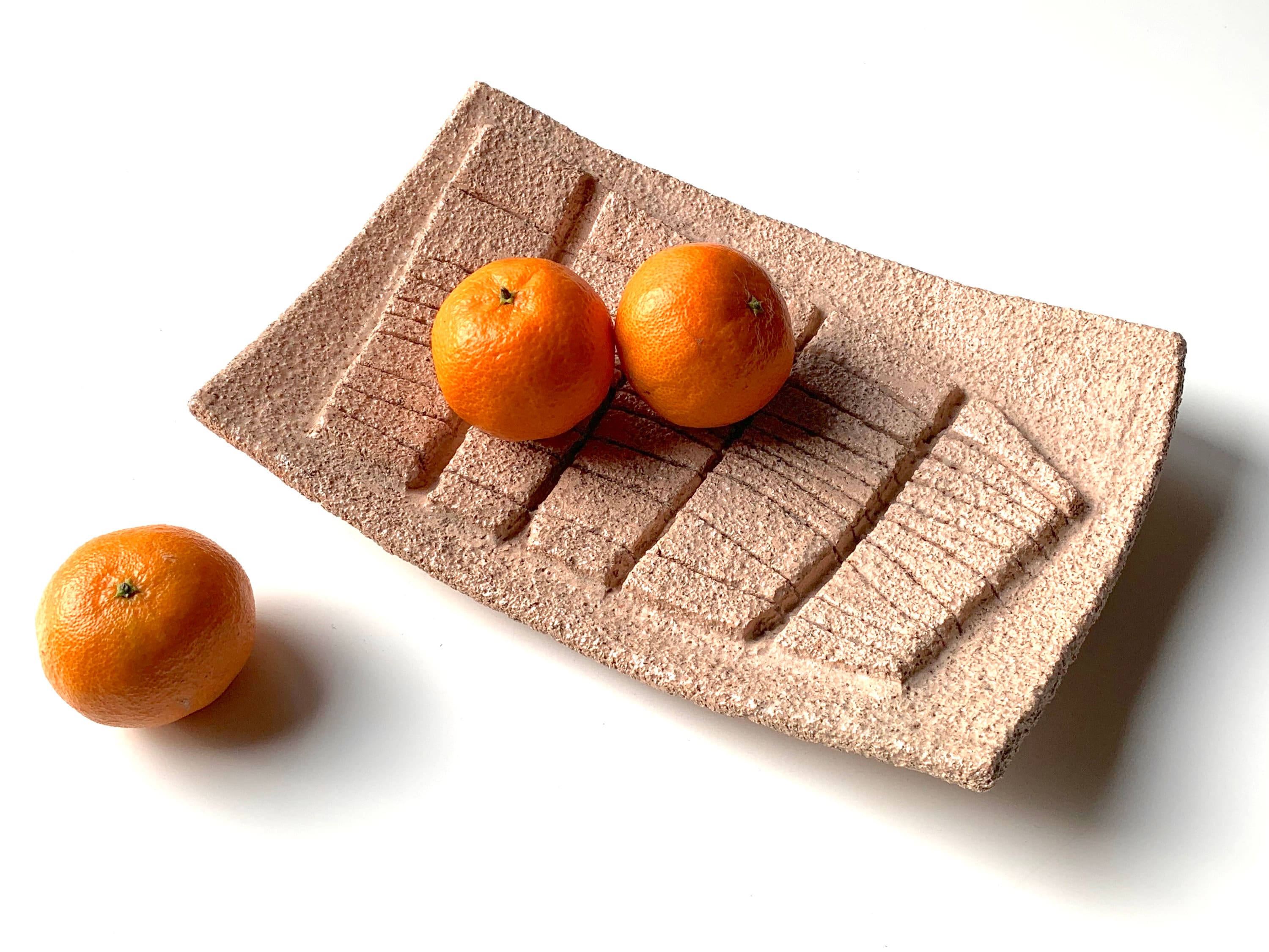 Vide Poche en Céramique, Décor Abstrait Relief, Années 70/Vintage, Grès, Coupelle, Plat, Plateau