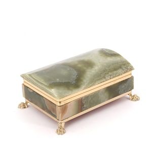 Italian onyx stone jewelry box, 1970s / brass, marble, boho chic bohemian folk, bathroom, case storage