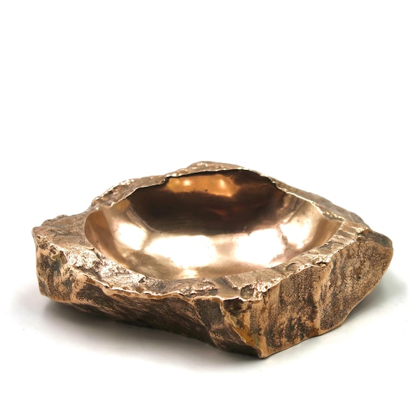 French modernist bronze ring dish by Monique Gerber, 1970s / rock, stone, art, sculpture, home decor, ashtray