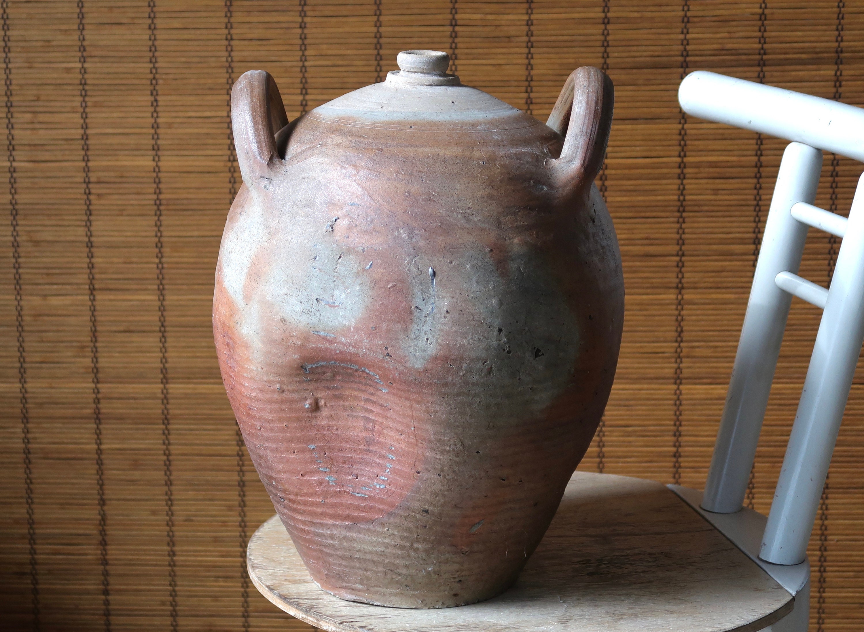 Imposante Jarre Déformée en Grès avec Anses - 1900/La Borne, Saint Amand Puisaye Campagne Cottage Bo