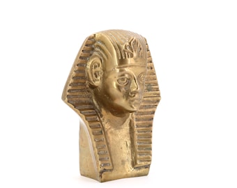 Brass pharaon bust or paperweight, 1970s / Lucky Charm, Talisman, Egypt, Egyptian object