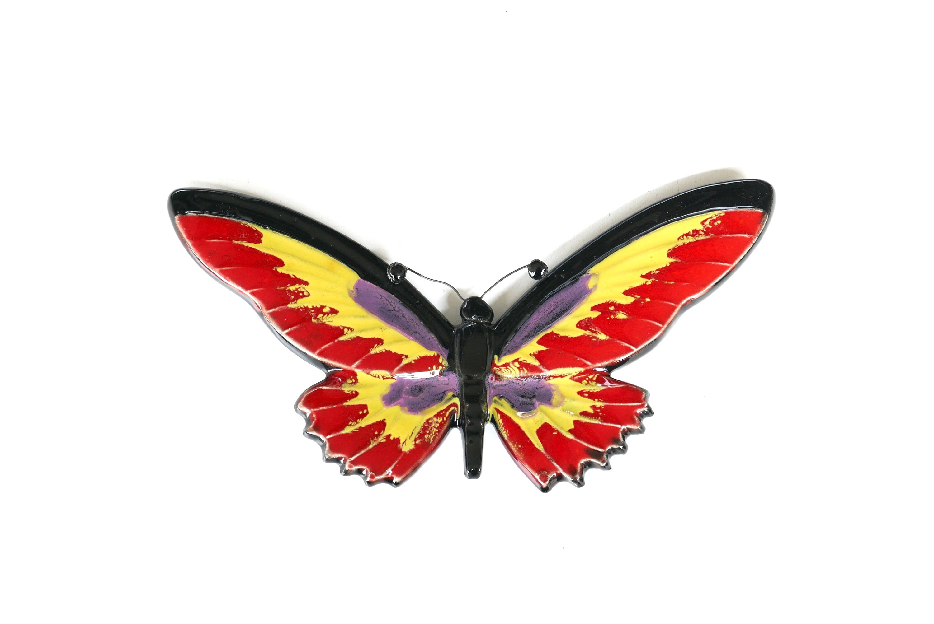 Décor Mural Papillon en Céramique, Années 60/Accolay, Décoration Murale, Rouge