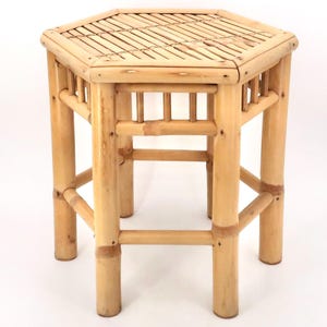 Bamboo end table or display, 1960s / vintage, furniture, tiki, folk, boho chic, night