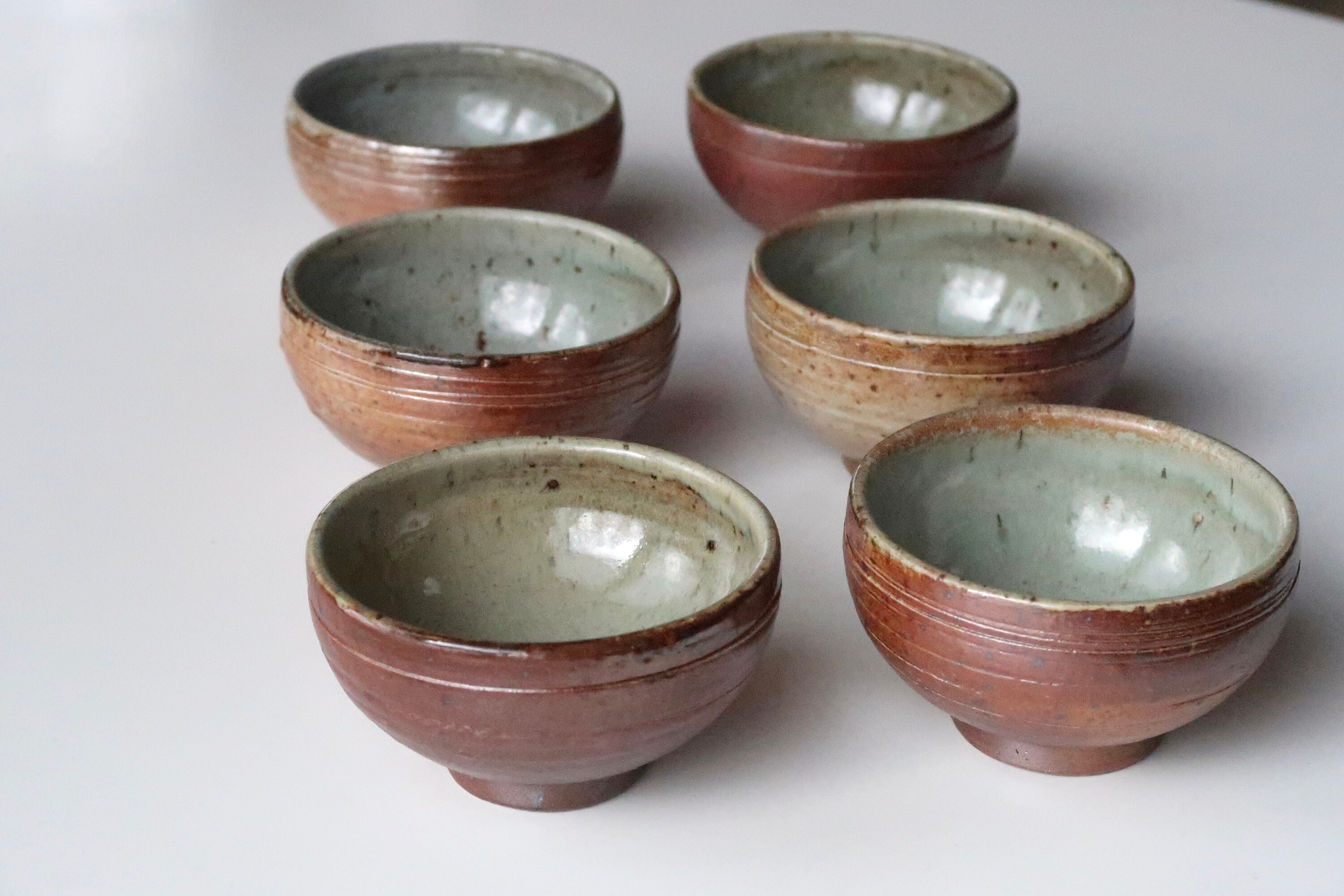 Set de 6 Bols en Grès, Années 60/Céramique, Marron, Vintage, France, Wabi Sabi