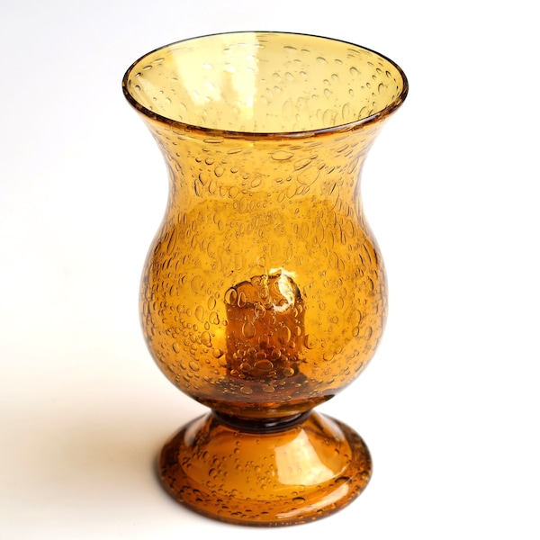 Amber Glass Candle Holder Etsy