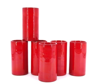 French red ceramic glasses from south of France, 1970s / vessel, kitchen, Vallauris, Grasse