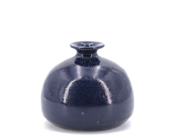 French ceramic vase, dark blue, 1970s / vintage, boho chic, folk, Georges Jouve, Ruelland style