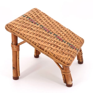 French wicker footrest, 1950s /  wood, rustic, country, cottage