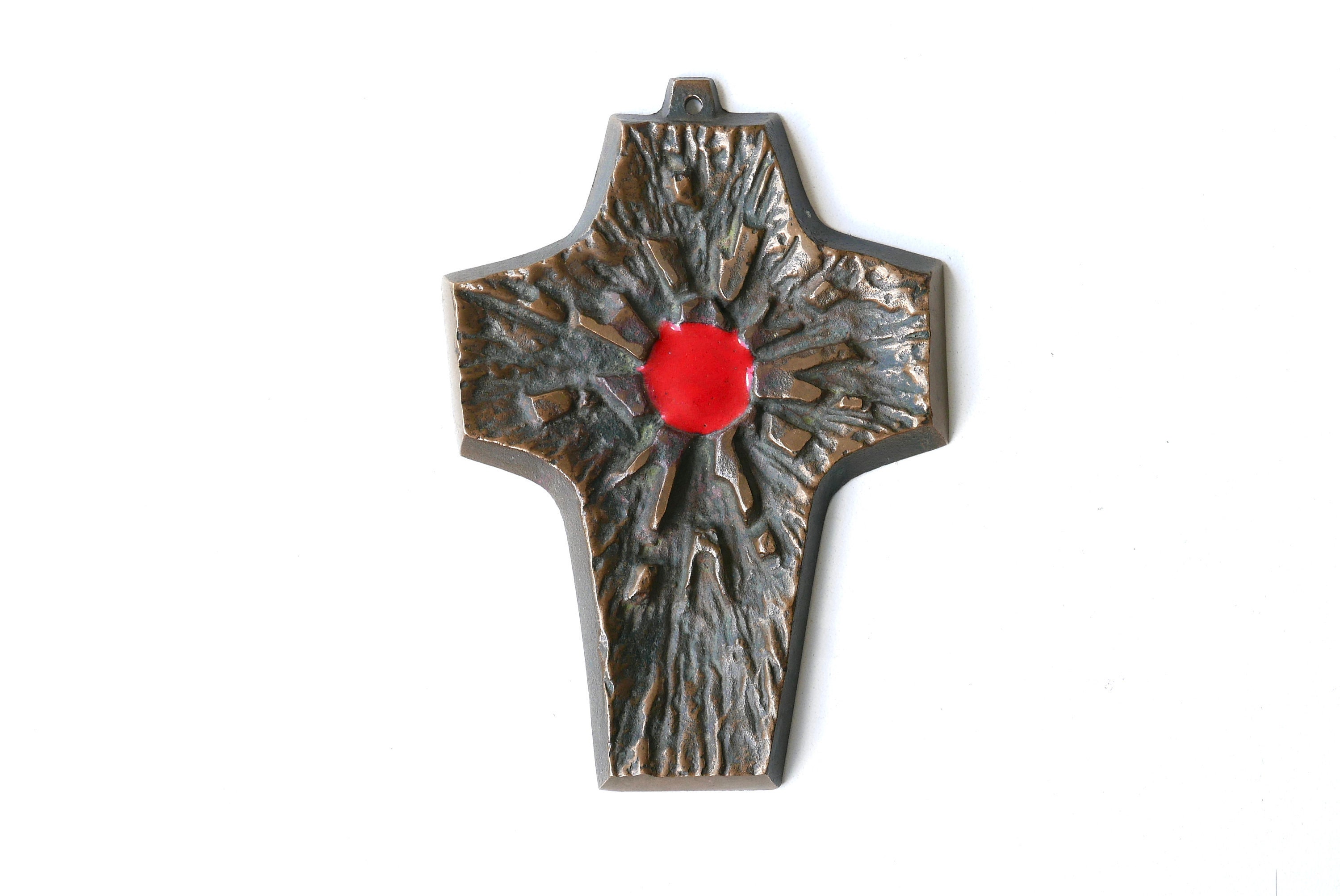 Croix de Communion Jl Bronze, Design Moderniste, Années 60, Communiant