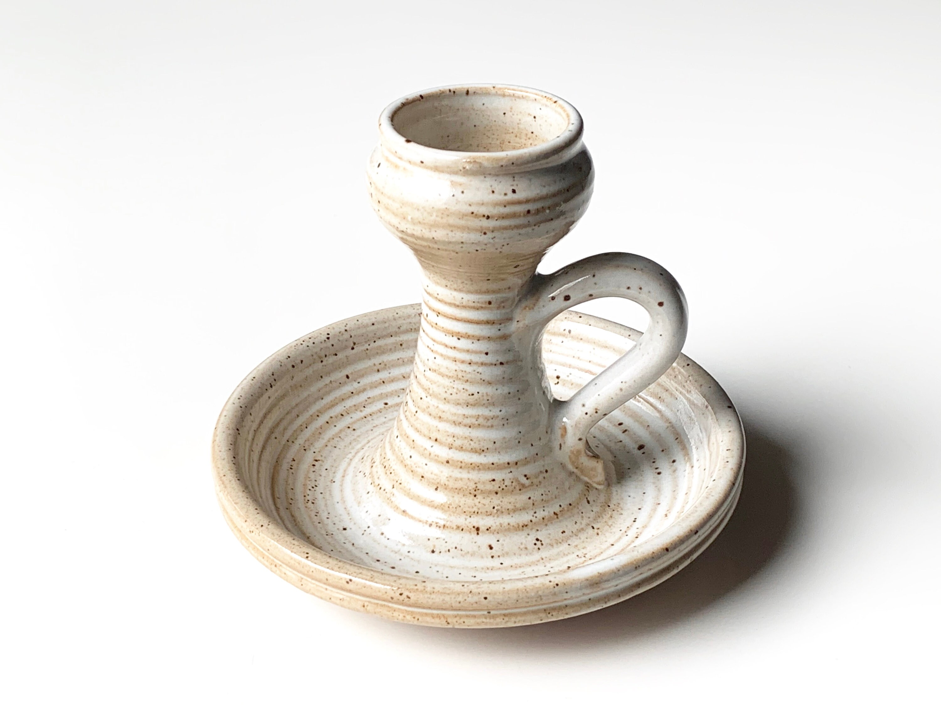 Bougeoir Grès Du Marais, Années 60/Céramique Blanc Beige, Vintage, Rustique Campagne Cottage Puisaye