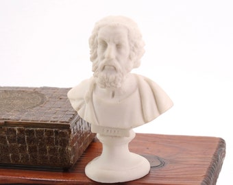 Homer powder marble bust or paperweight, 1960s / greek, greece, beard, bearded, man, statue, Made in Italy