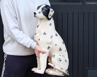 ダルメシアン犬の大型陶器像（66cm）、1980年代、ヴィンテージ、動物