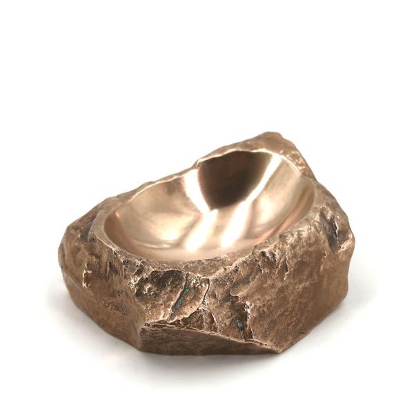 French modernist bronze ring dish by Monique Gerber, 1970s / rock, stone, art, sculpture, home decor, ashtray
