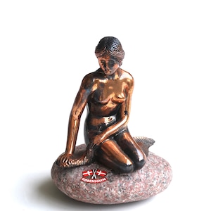 The Little Mermaid figurine from Copenhagen, 1960s / Denmark, paperweight, Fairy Tale by Hans Christian Andersen, love lovers sculpture