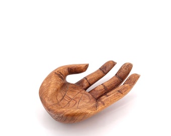Vide poche en bois en forme de main, vintage / bouddha, ésotérique, bohème chic, folk, sculpture