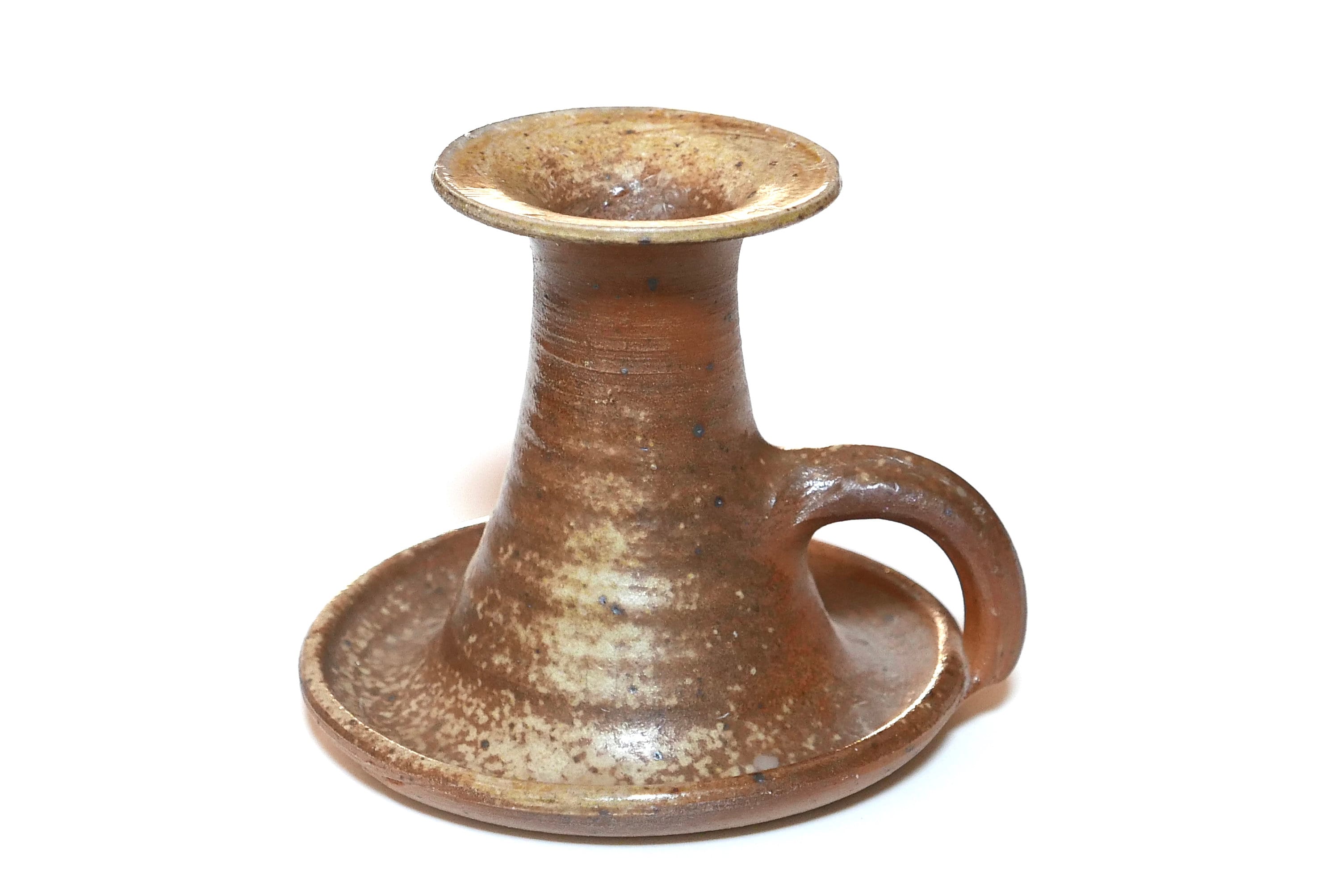 Bougeoir en Grès, Années 60/Céramique Marron, Vintage, Rustique Campagne Cottage Puisaye