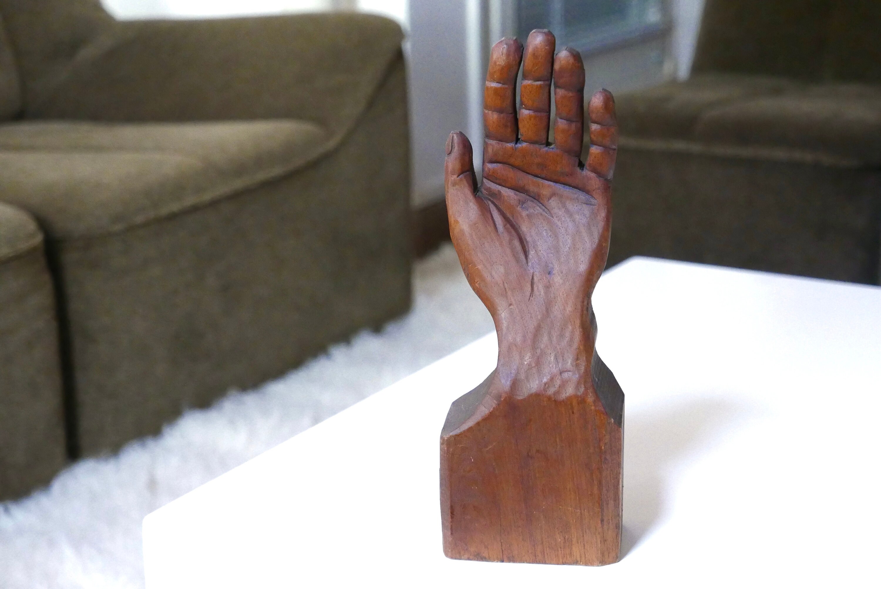 Main en Bois, Sculpture - Présentoir à Bijoux Années 70 1970 Vintage Cabinet de Curiosités, Ésotériq