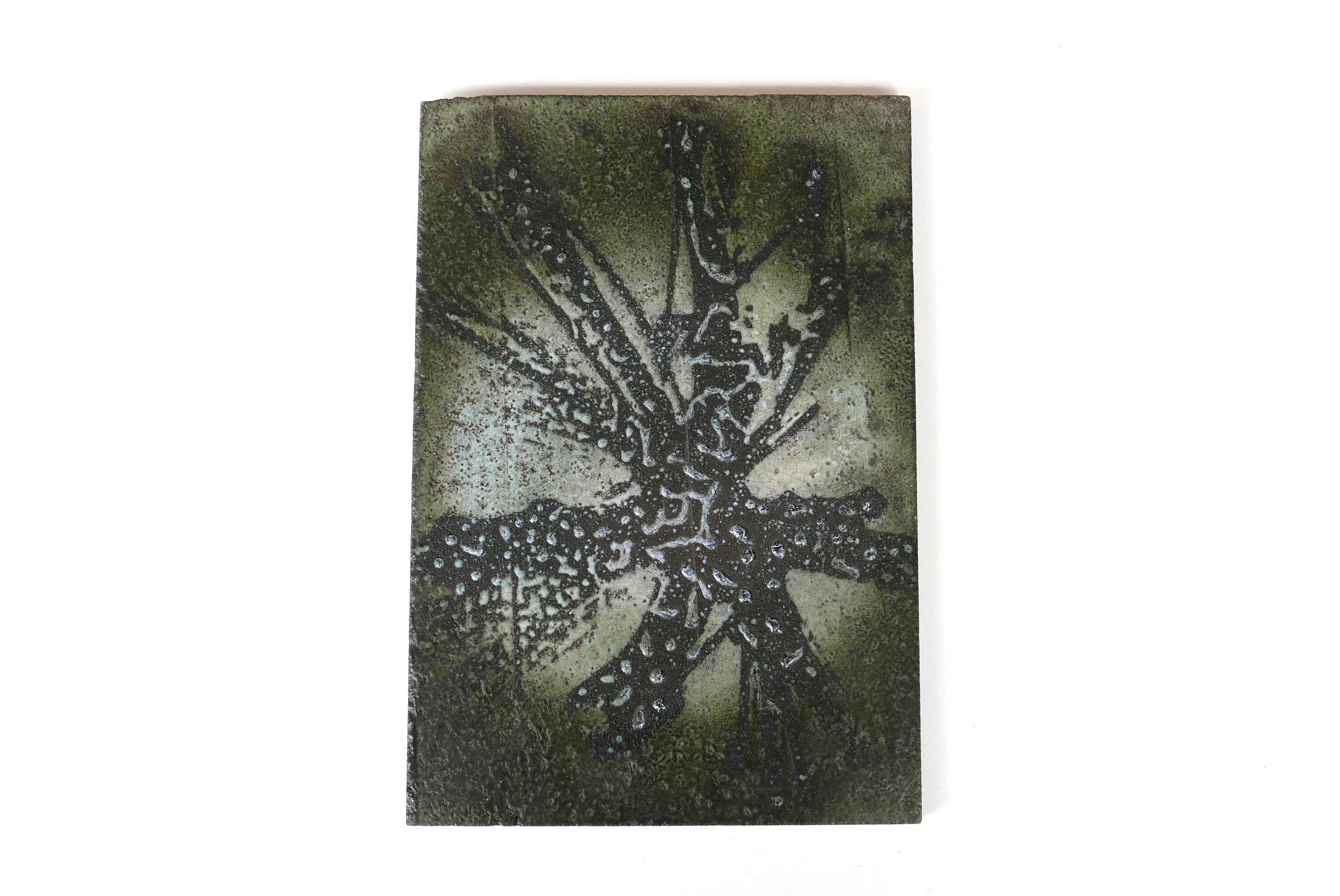 Plaque Mural en Céramique, Décor Abstrait, Années 60/Vintage, Décoration Murale, Noir Gris, Design