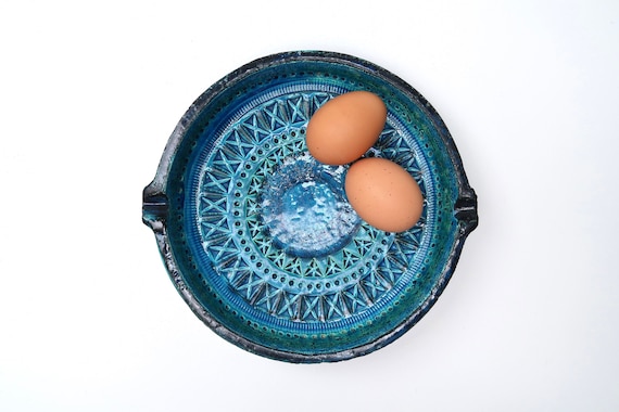 Large Bitossi Ceramic Dish or Ashtray by Aldo Londi, Rimini Blue