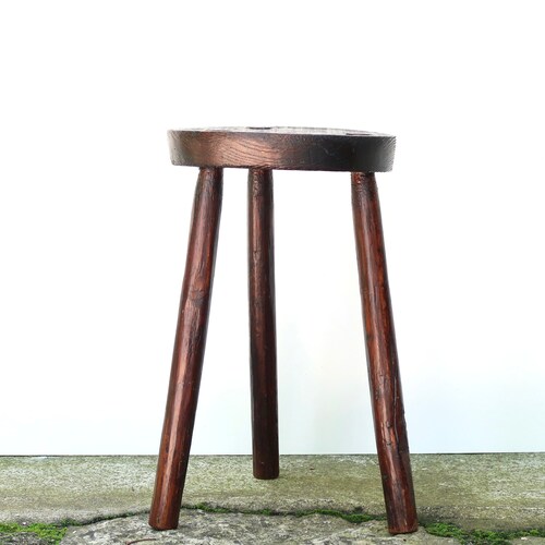 French vintage wood tripod stool, 1950s / plant stand, rustic country boho chic bohemian display shops cottage france furniture charlotte perriand
