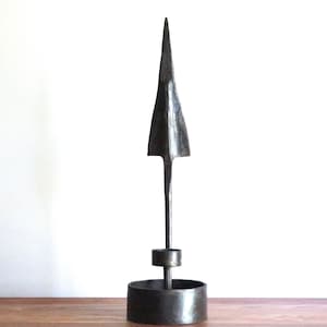 Huge and sculptural iron candle holder &quot; spear &quot;, 1950s / candleholder, rustic, farmhouse, country, castle