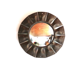 Rare Chaty Vallauris A.M. Sunburst Mirror, rond convex witch’s eye mirror, France, circa 1950s