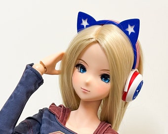 Convertible Kitty Ear Headphones for Smart Doll 1/3 BJD - Patriotic Limited Edition