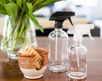 Clear Glass Spray Bottle with Clear Spray Nozzle