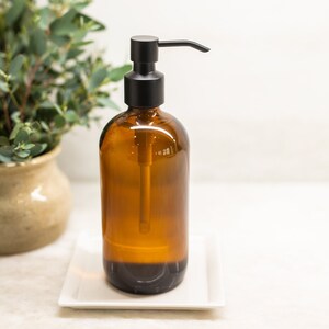 Soap Dispenser Amber Market Glass Apothecary Style Soap Dispenser image 2