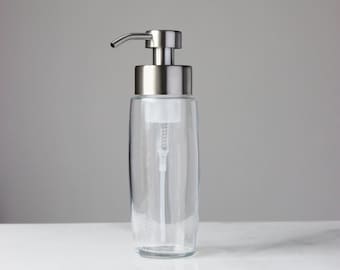 Large Glass Foaming Soap Dispenser with Stainless Steel Metal Pump