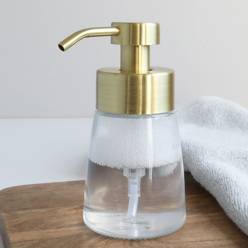 Small Glass Foaming Soap Dispenser With Gold Pump Etsy