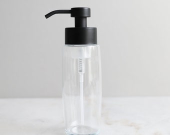 Foaming Soap Dispenser | Large Glass Foaming Soap Dispenser with Black Metal Foam Pump