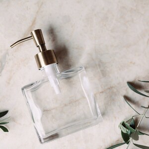 Little Urban Square Shaped Recycled Glass Soap Dispenser Antique Brass