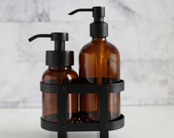 Foaming Soap + Non-Foaming Soap Dispenser Set with Black Caddy | Perfect Pair for the Kitchen or Bathroom