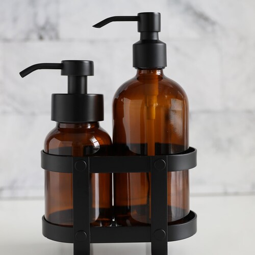 Foaming Soap Nonfoaming Soap Dispenser Set With Black Caddy Etsy